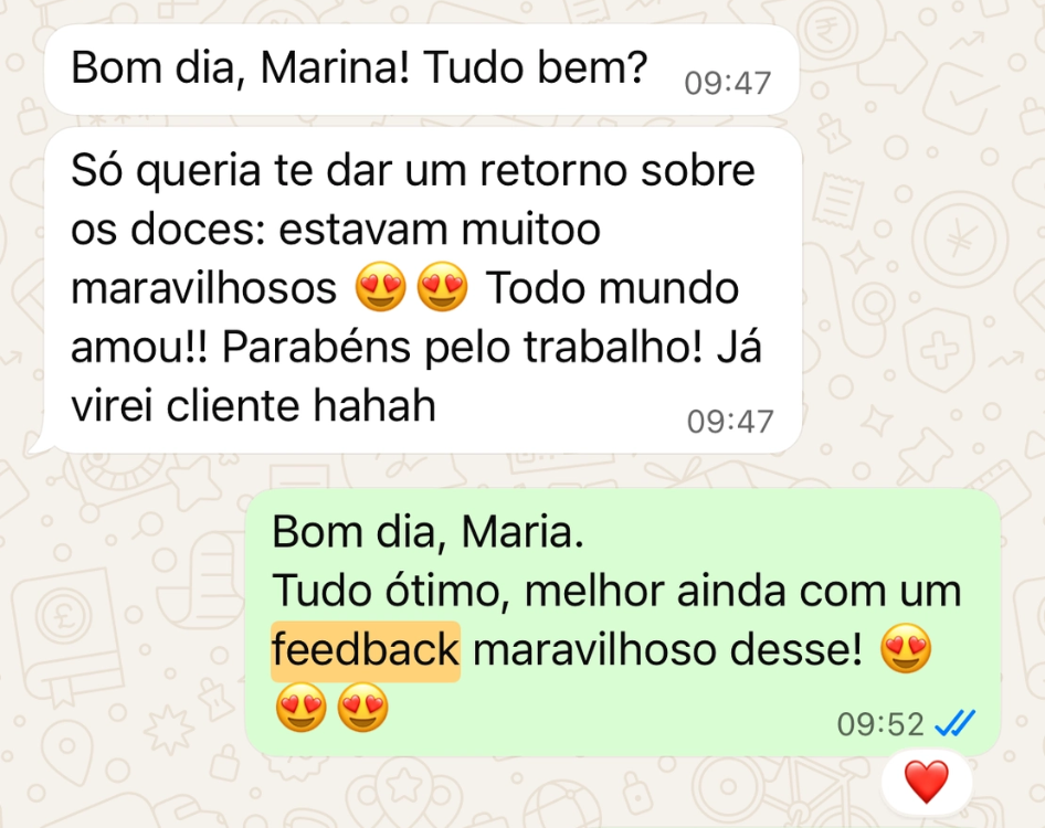 Feedback de cliente da Bacabu